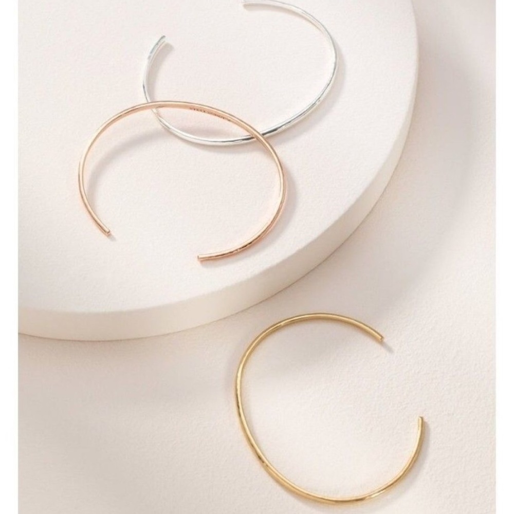 Stella & Dot | Dainty Gold Rose Gold Silver Bracelet Hammered Metal Cuff… - Picture 6 of 6